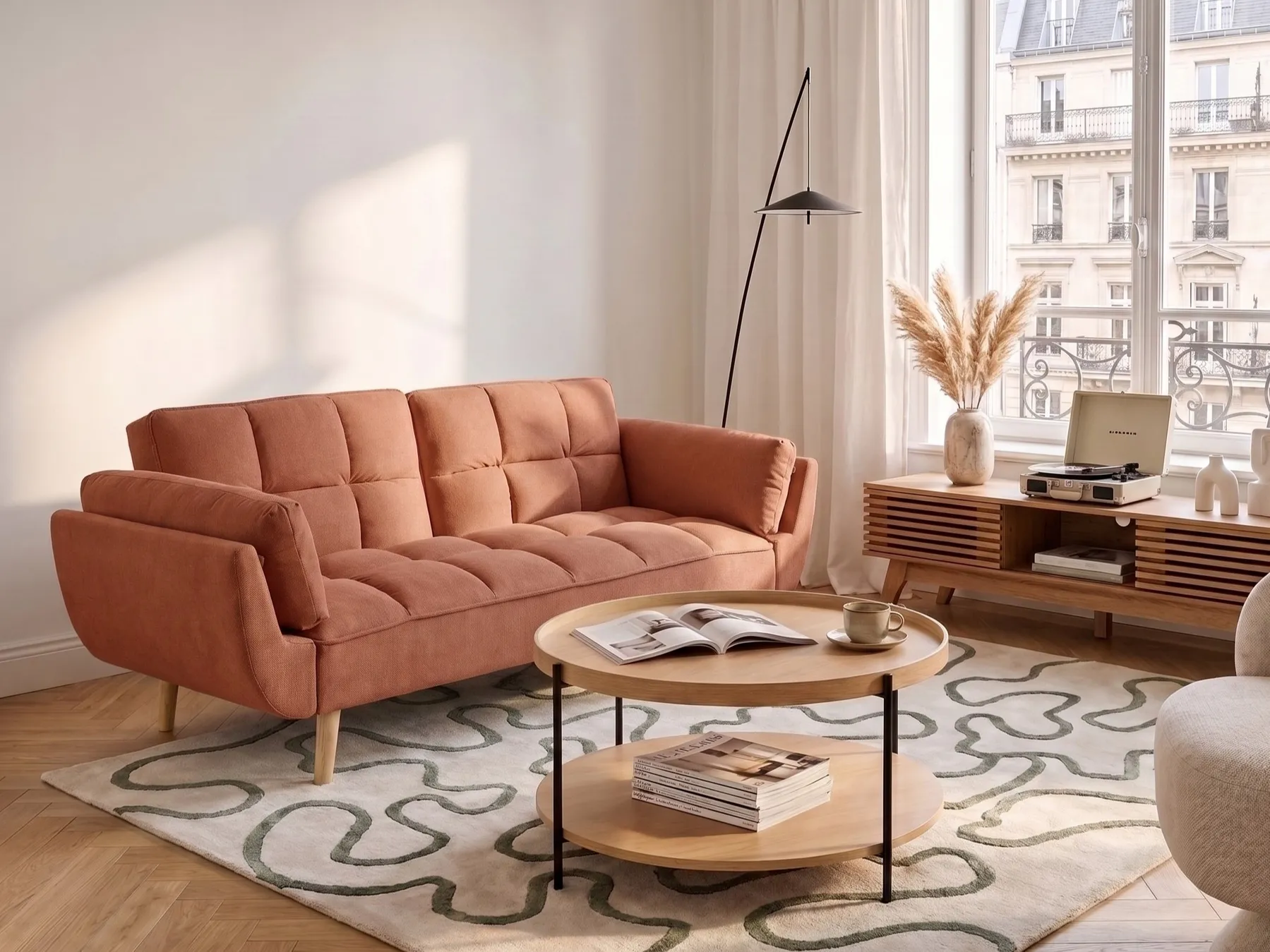 Schlafsofa 3-Sitzer ASBY Stoff Orange_1079510