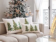 Lot de 3 coussins décoratifs ZIVEN 30 x 50 cm 45 x 45 cm Blanc Motif de Noël_1164552