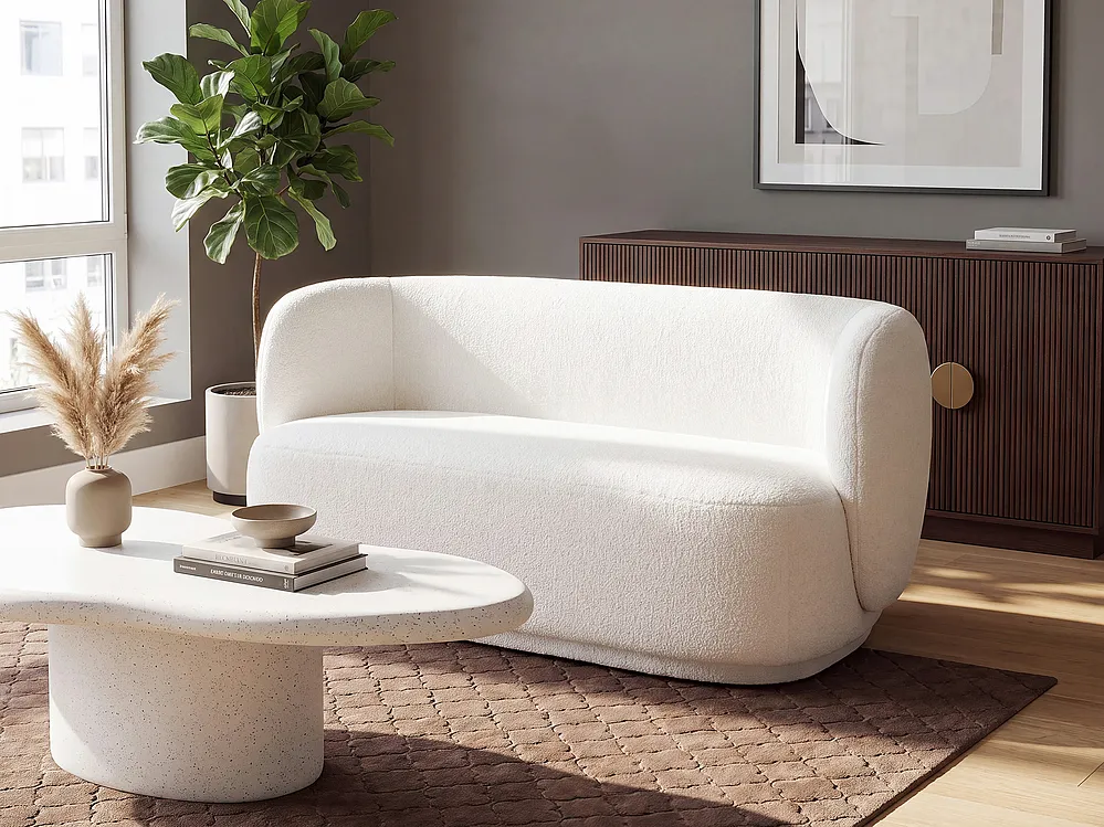 Sofa 3 Seater MELLOSA Boucle White_1197315