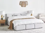 Bett mit Stauraum BOUSSE Samtstoff Hellgrau 160 x 200 cm_862558