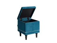 Pouf mit Stauraum LORETTO Samtstoff Dunkelblau_779457