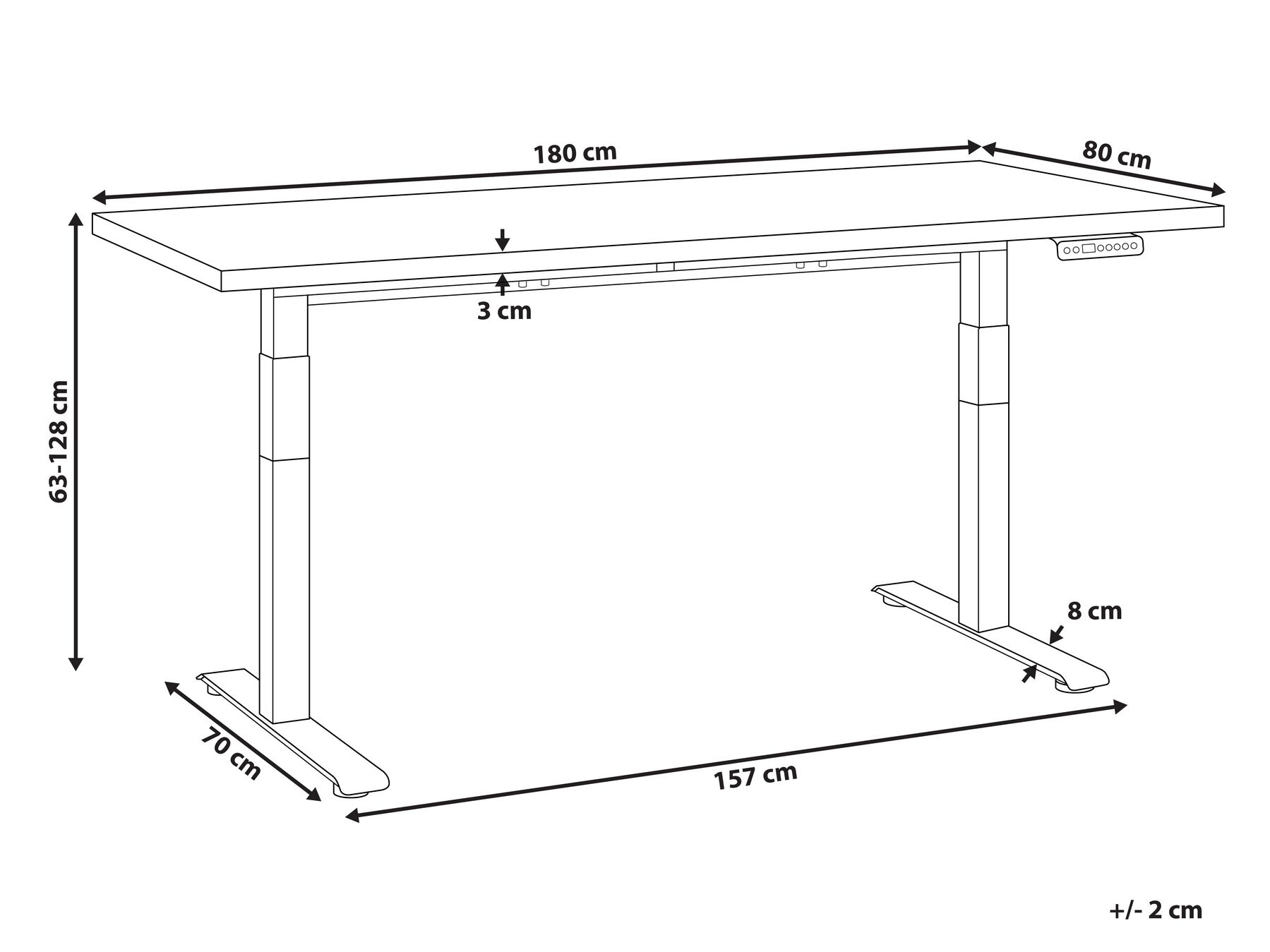 Schreibtisch elektrisch höhenverstellbar DESTINES 180 cm 80 cm Braun / Weiß_899421
