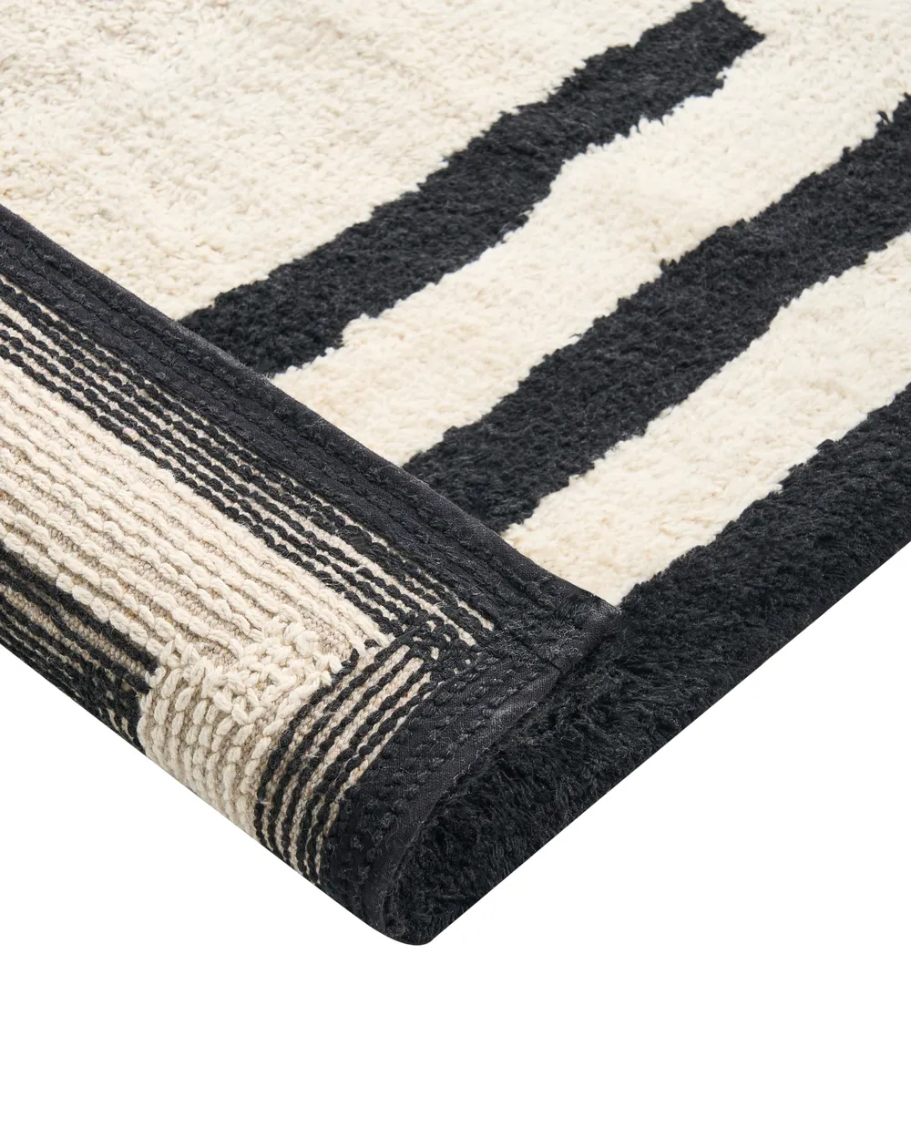 Badematte RISALU Schwarz / Beige 60 x 90 cm Baumwolle - Beliani.de