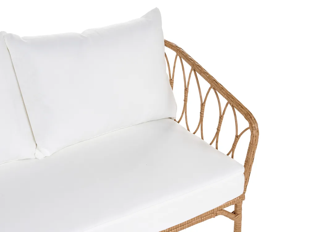 Garden Sofa 2 Seater FOLLO with Bench PE Rattan Light Brown_1079300