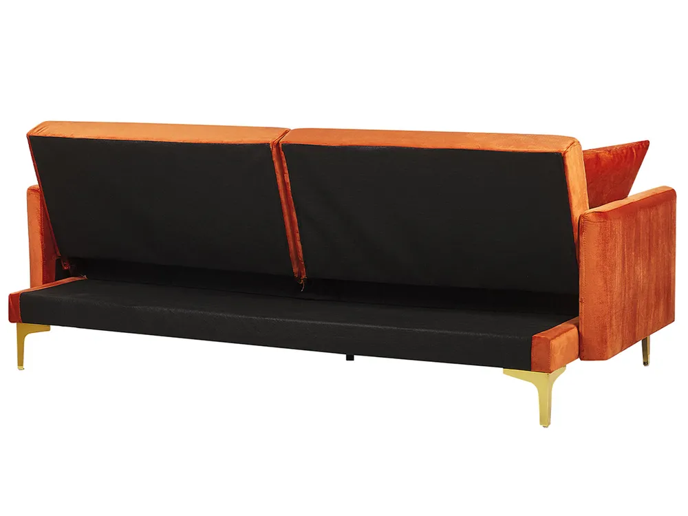 Sofa Bed 3 Seater LUCAN Velvet Orange_810400