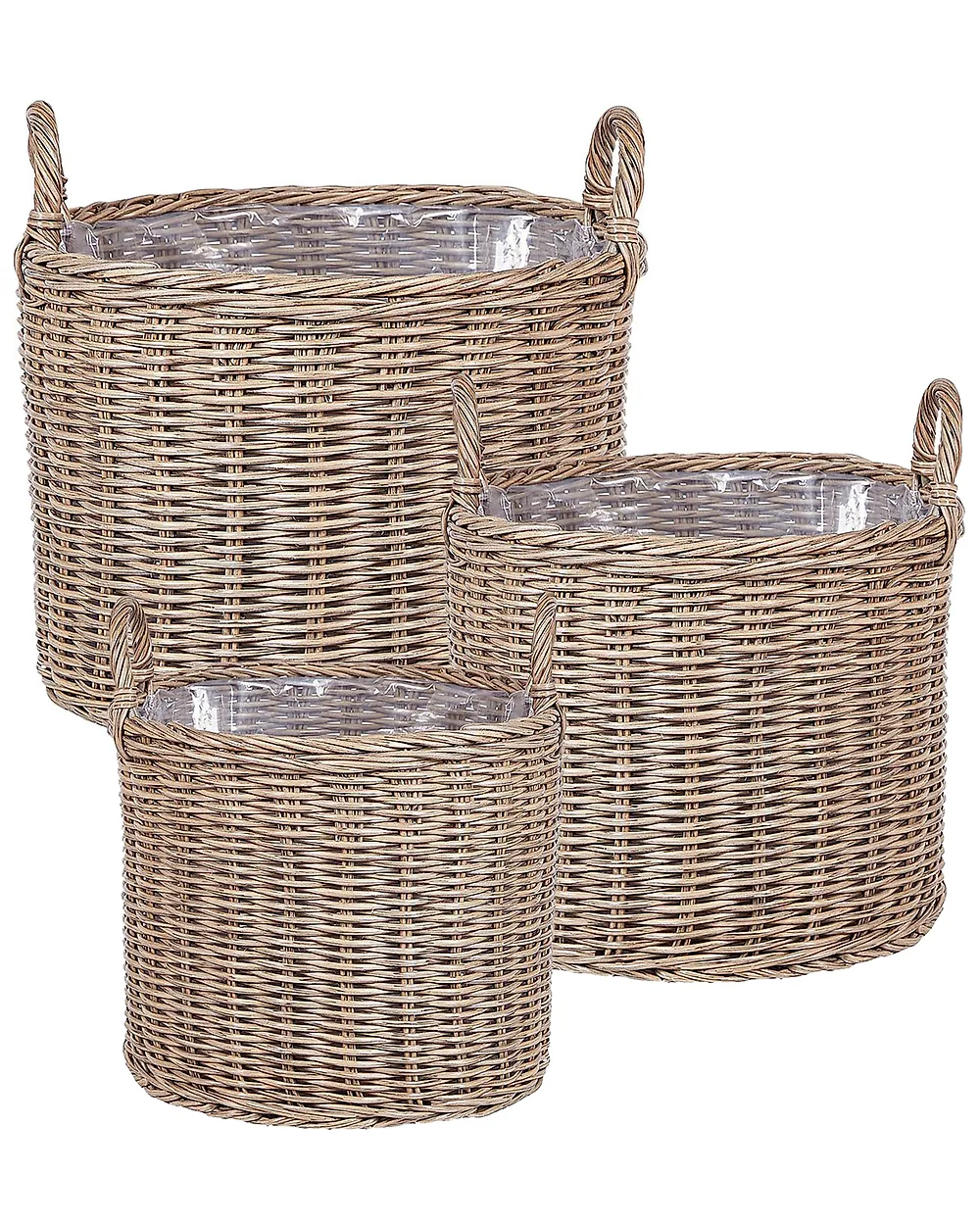 Blumenkorb 3er Set PENDULA 33/37/45 cm Polyrattan Naturfarben