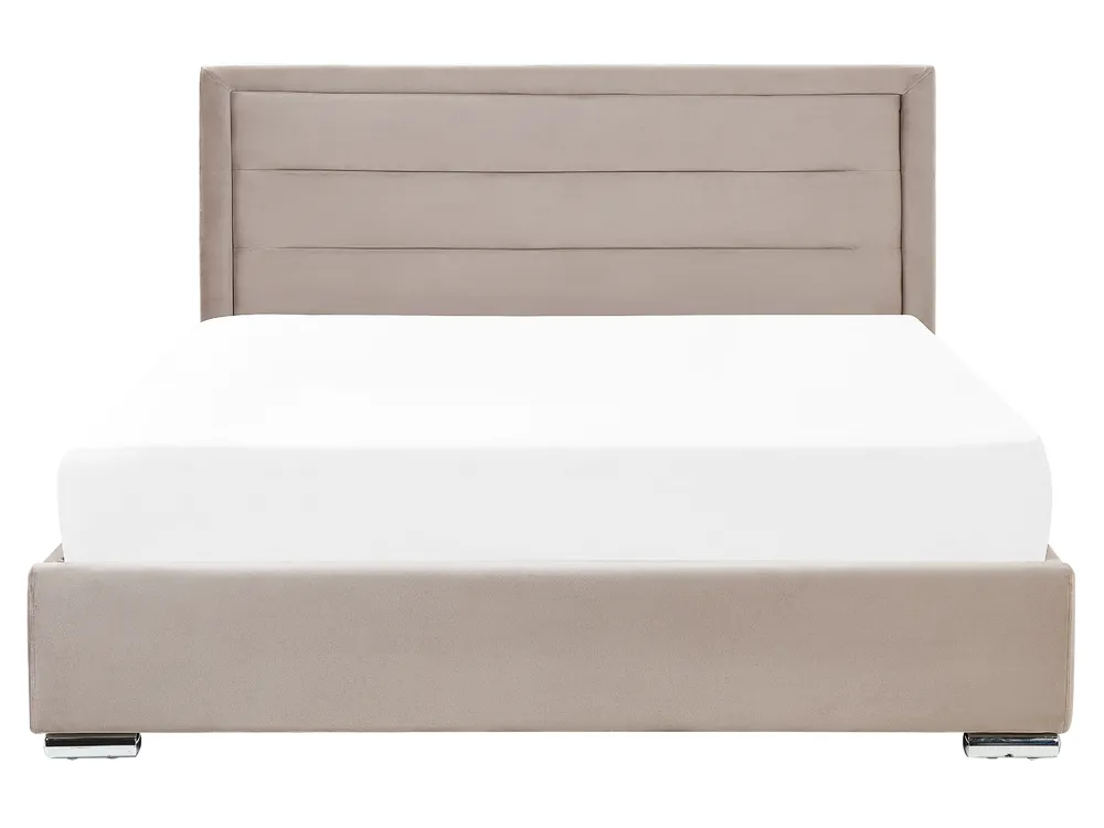 Postelja s prostorom za shranjevanje ROUEN Žamet Siva bež barva 160 x 200 cm_843841