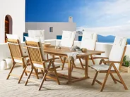 Gartenmöbel Set 6-Sitzer JAVA inkl. Kissen Akazienholz Cremeweiß_785809