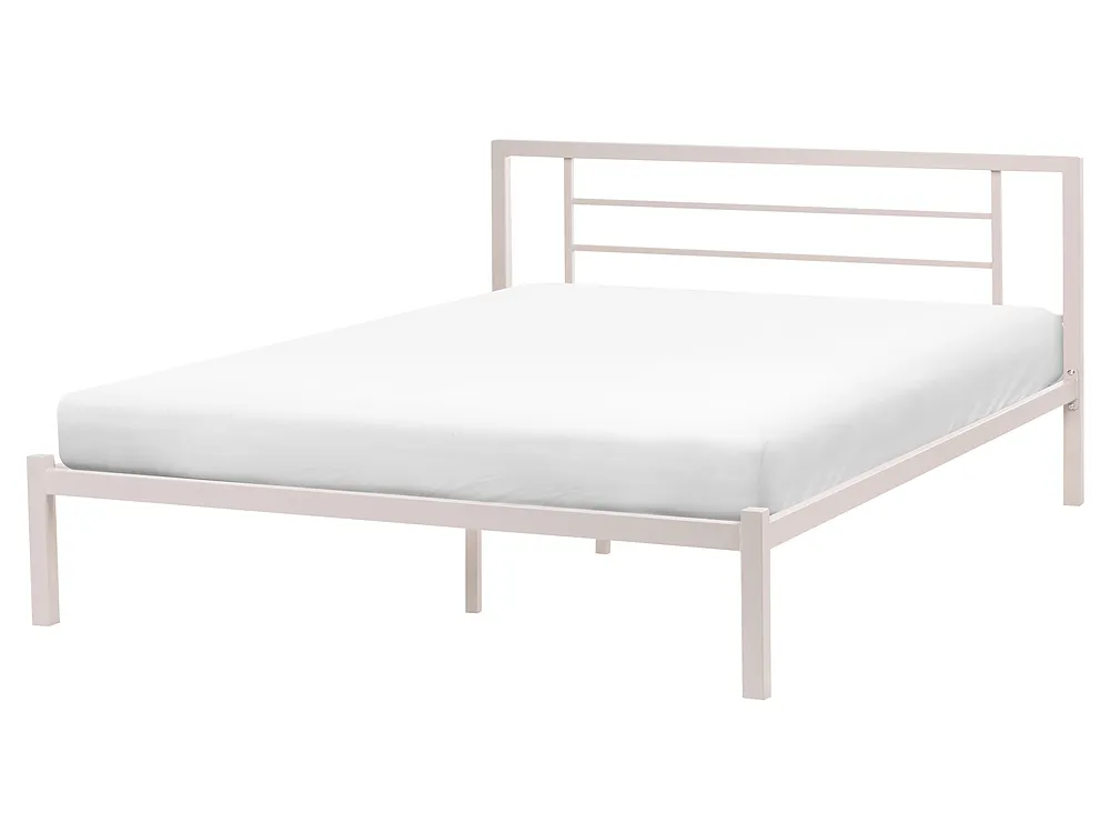 Bett mit Lattenrost Metall CUSSET 160 x 200 cm Hellbeige
