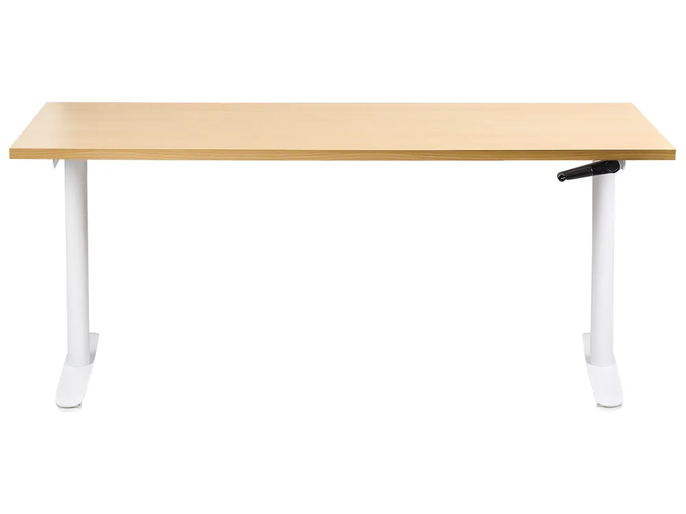 Schreibtisch manuell höhenverstellbar DESTINAS 160 cm 72 cm Hellbraun / Weiß_1000586