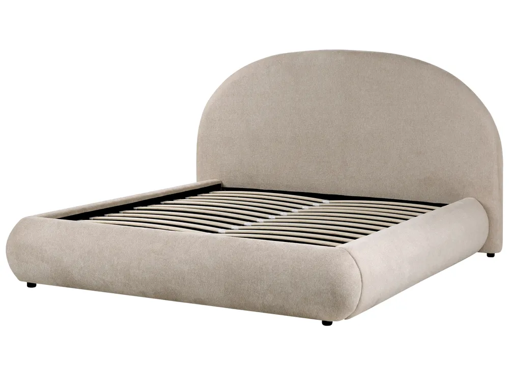 Ottoman Bed GRASSE Fabric Taupe 160 x 200 cm (EU King Size)_1056326