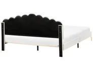 Bett mit Lattenrost Samtstoff SAUVIAN 180 x 200 cm Cremeweiß_1014484
