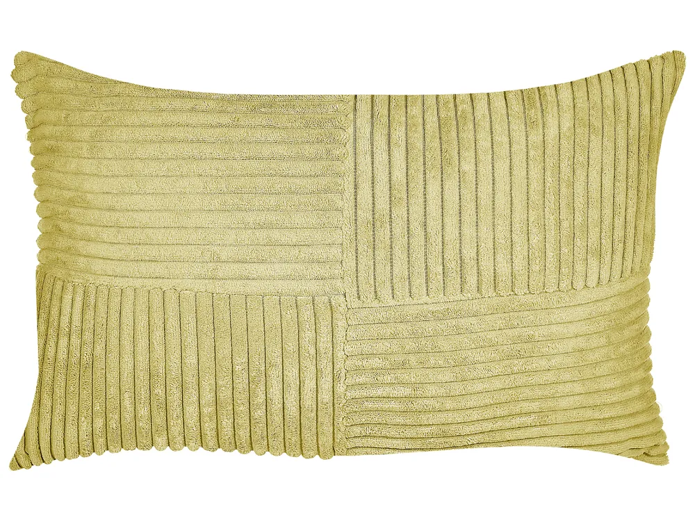 Lot de 2 coussins décoratifs MILLET 30 x 50 cm Velours côtelé Vert olive Motif géométrique_854706