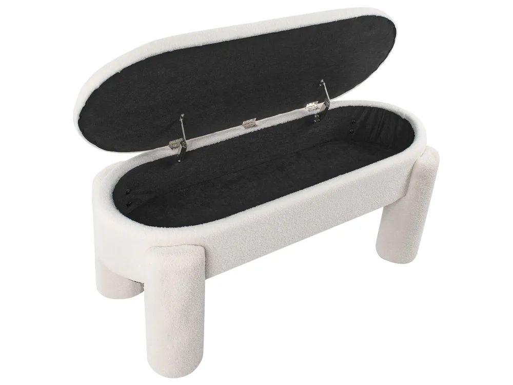 Upholstered Storage Bench OAKLEY Boucle Off-White_991326