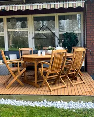 Gartenmöbel Set 6-Sitzer MAUI II mit Schirm (12 Optionen) Akazienholz Hellbraun_983510