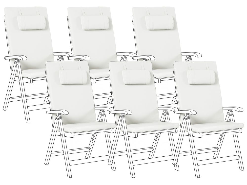 Set of 6 Back/Seat Cushions JAVA/AMANTEA PREMIUM 50 x 71 cm Off-White