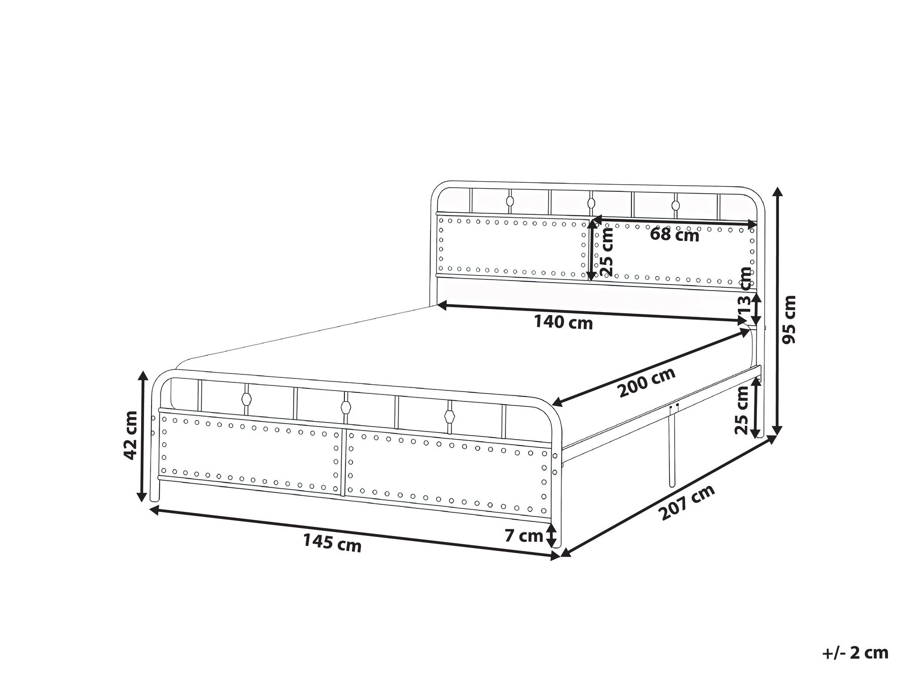 Bed Metal BREUILLET 140 x 200 cm Black_1033483