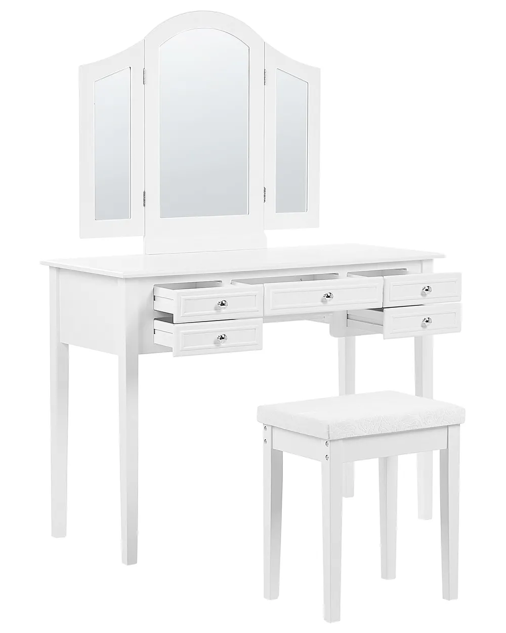 Schminktisch mit Spiegel und Hocker LUMIERE Weiß_827334