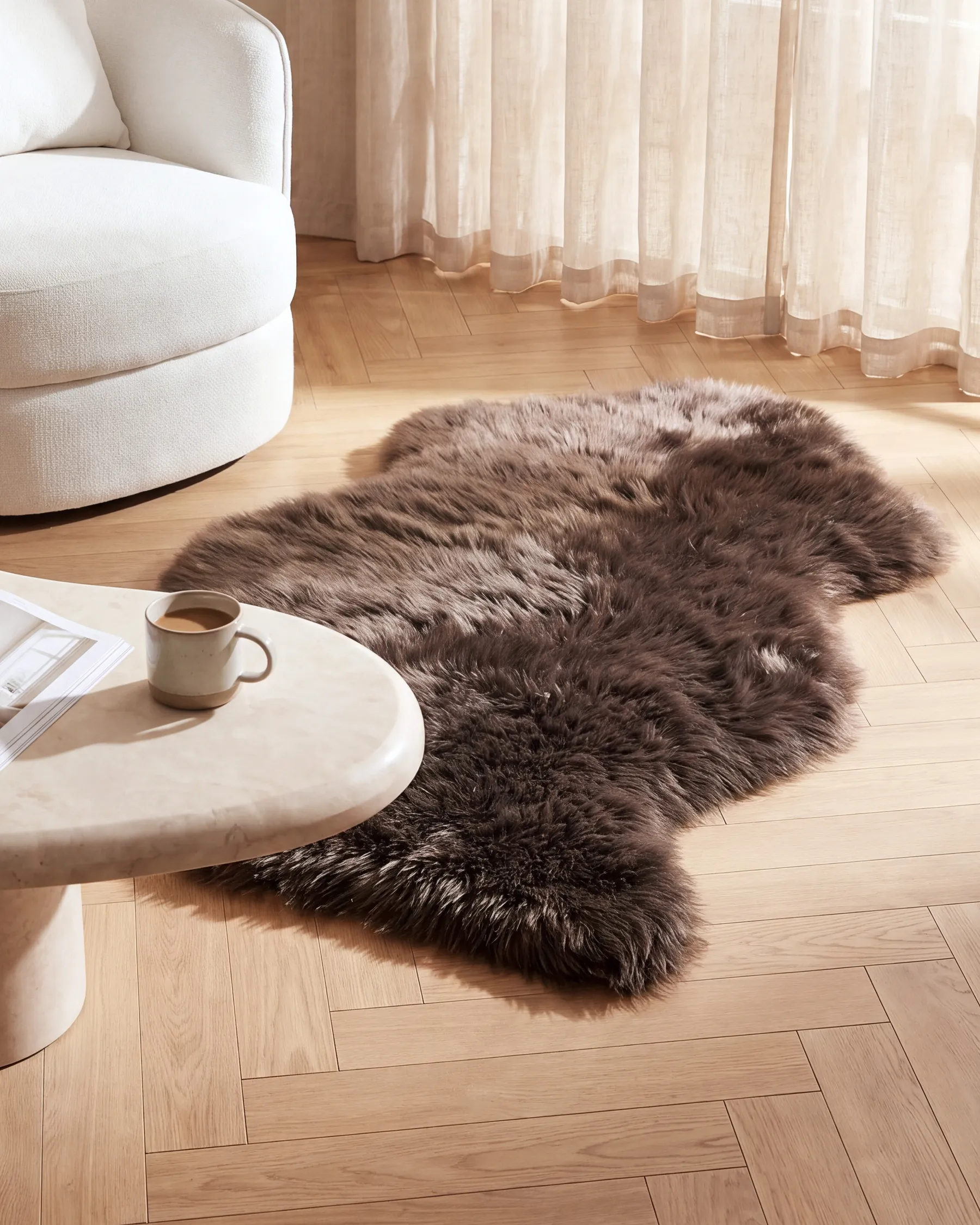 Faux Fur Rug MUNGO Brown 63 x 95 cm_710843
