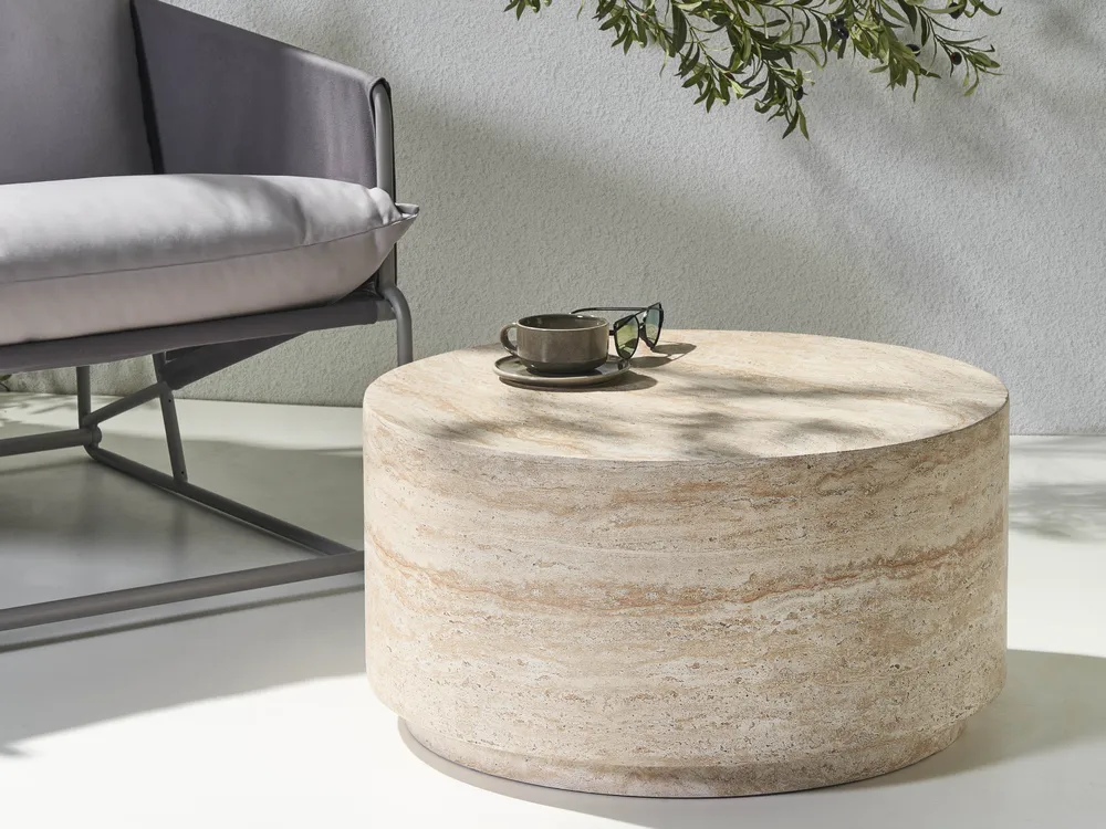 Couchtisch ASIERIO 70 cm 70 cm Travertinoptik
