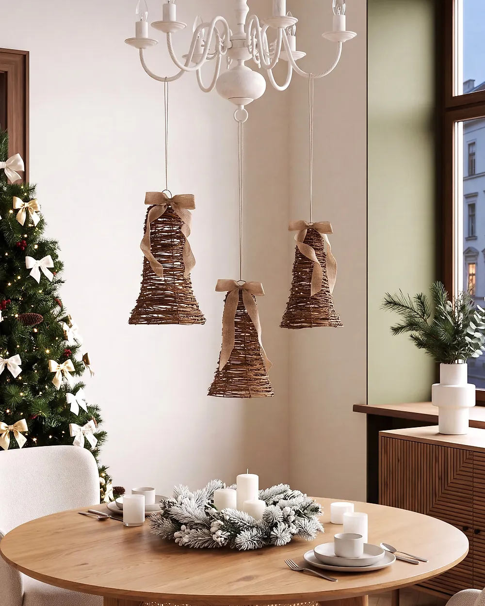 Weihnachtsdekoration 3er Set LED LUOSTO 43/38/32 cm Weihnachtsmotiv Braun