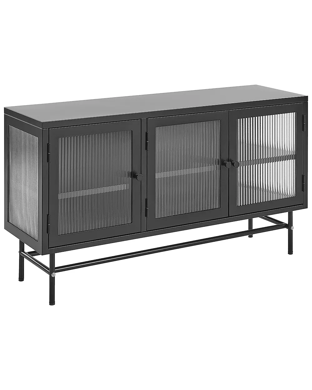 Sideboard mit Glastüren DEVON 115 cm Metall Schwarz