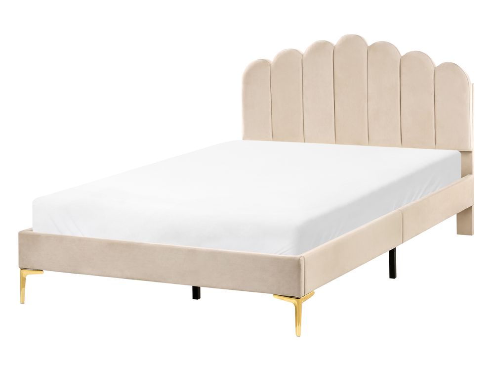 Bed Fluweel SAUVIAN 120 x 200 cm Beige