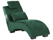 Chaiselongue SIMORRE mit Bluetooth-Lautsprecher Samtstoff Smaragdgrün_823069