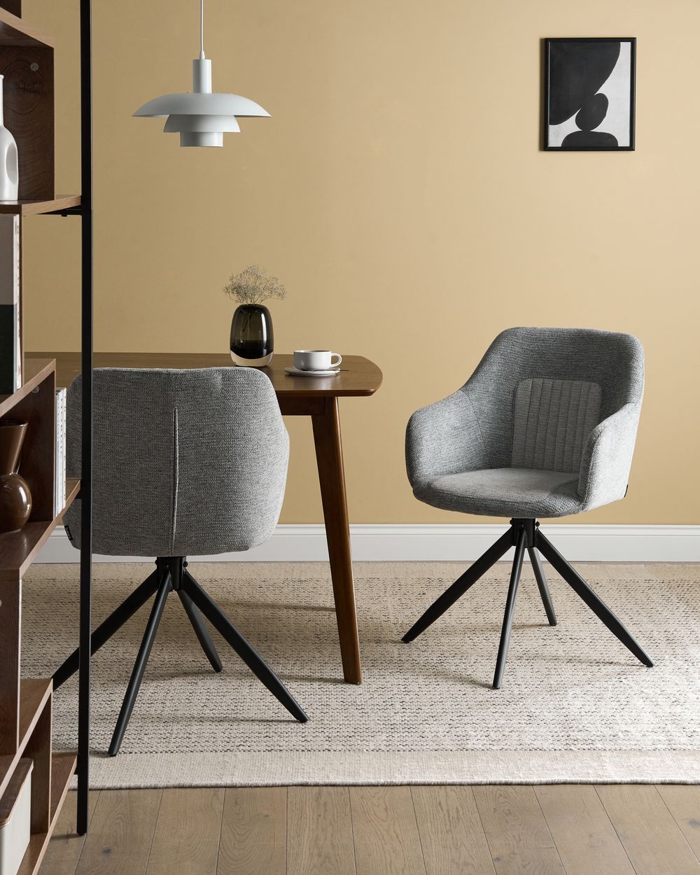 Set van 2 eetkamerstoelen Draaibaar LIKELY Stof Grijs