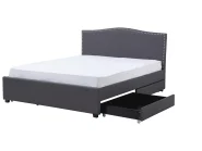 Bed with Storage Drawers MONTPELLIER Fabric Dark Grey 180 x 200 cm (EU Super King)_709544
