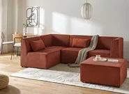 Modul Ecksofa 4-Sitzer LEMVIG mit Ottomane Cord Goldbraun rechtsseitig_1055028