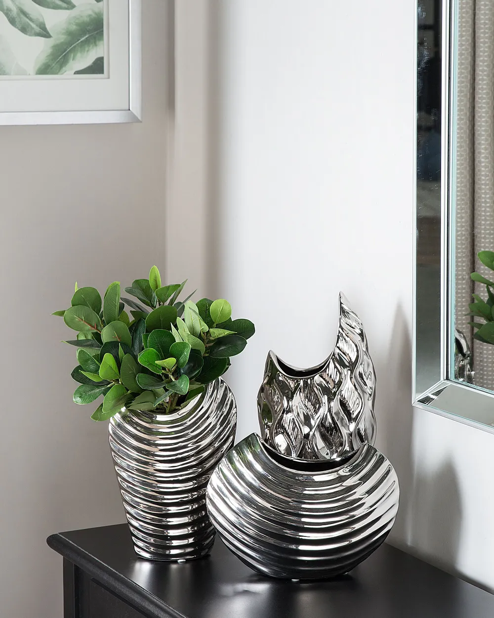 Dekovase ECETRA 26 cm Steinzeug Silber_857669