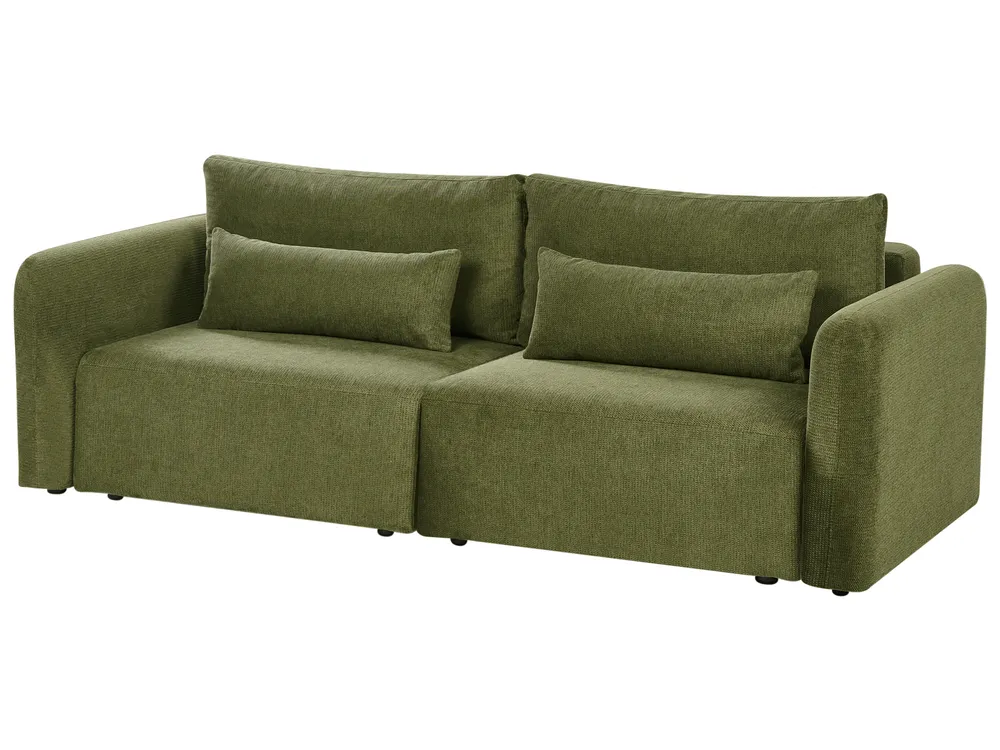 Sofa Bed 3 Seater VAXHOLM with Storage Fabric Green_1026816