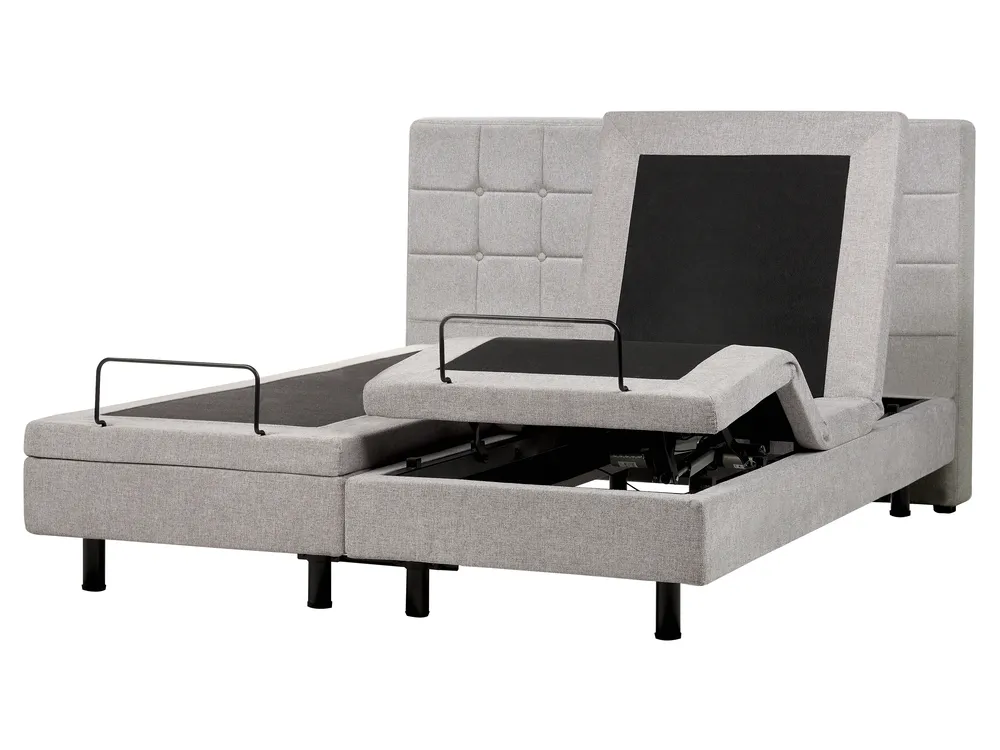 Bett verstellbar Stoff DUKE 160 x 200 cm Hellgrau_973584