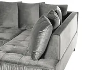 Ecksofa 3-Sitzer GRENA Samtstoff Hellgrau linksseitig_837270