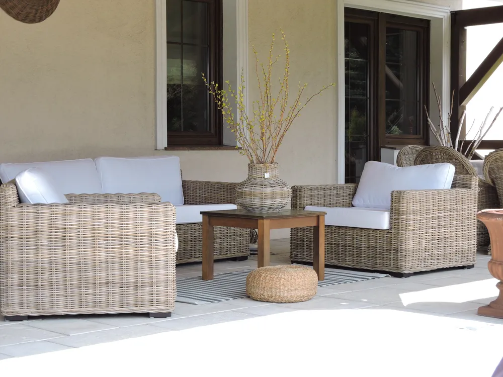 Gartensofa Set 4-Sitzer ARDEA Rattan Hellbraun_822801