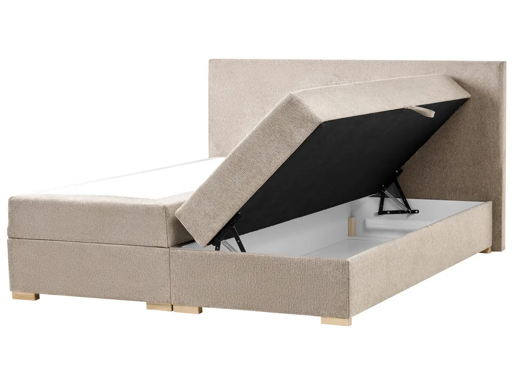 Boxspringbett mit Stauraum MAJOR Stoff Taupe 180 x 200 cm