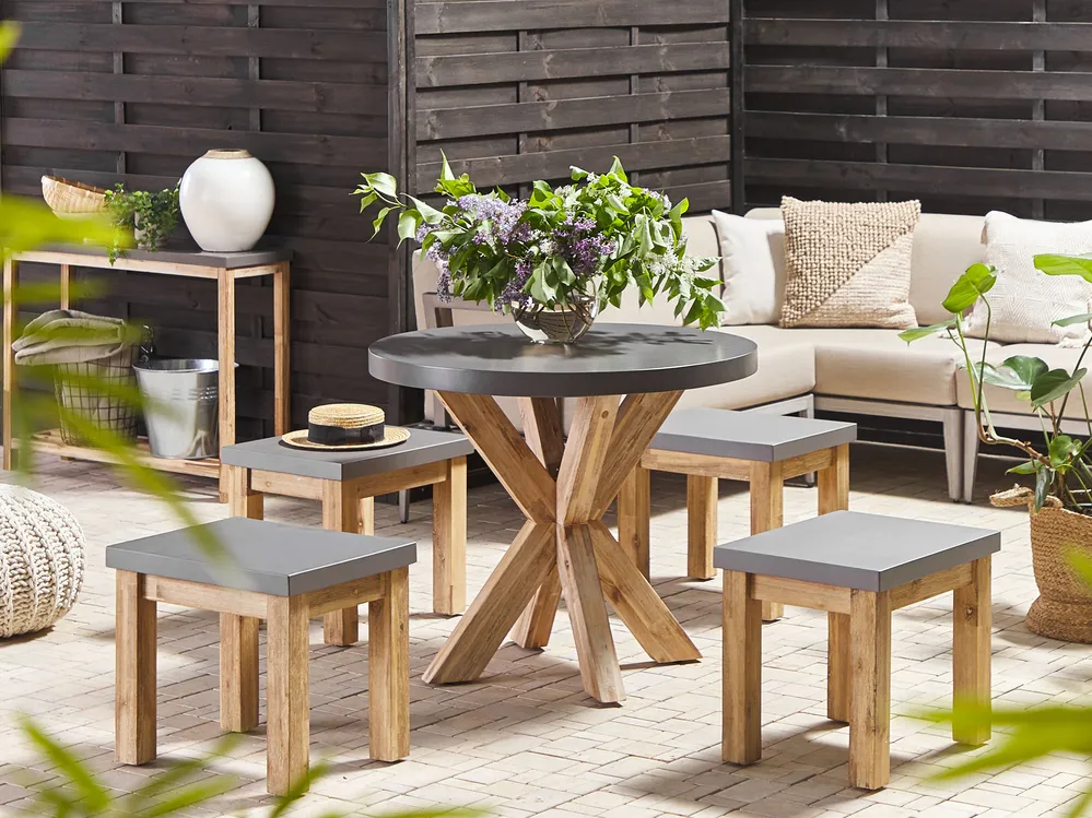 Garden Dining Table OLBIA 90 cm 90 cm Concrete Grey