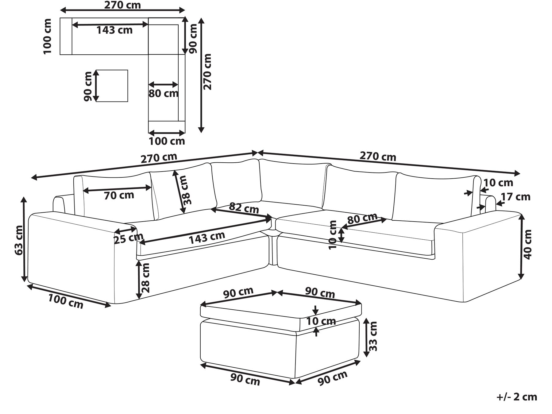 Garten Ecksofa mit Ottomane 6-Sitzer PALERMO modular Polyrattan Braun_927925