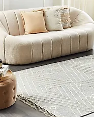 Teppich KHENIFRA Hellgrau 160 x 230 cm Baumwolle_1183416