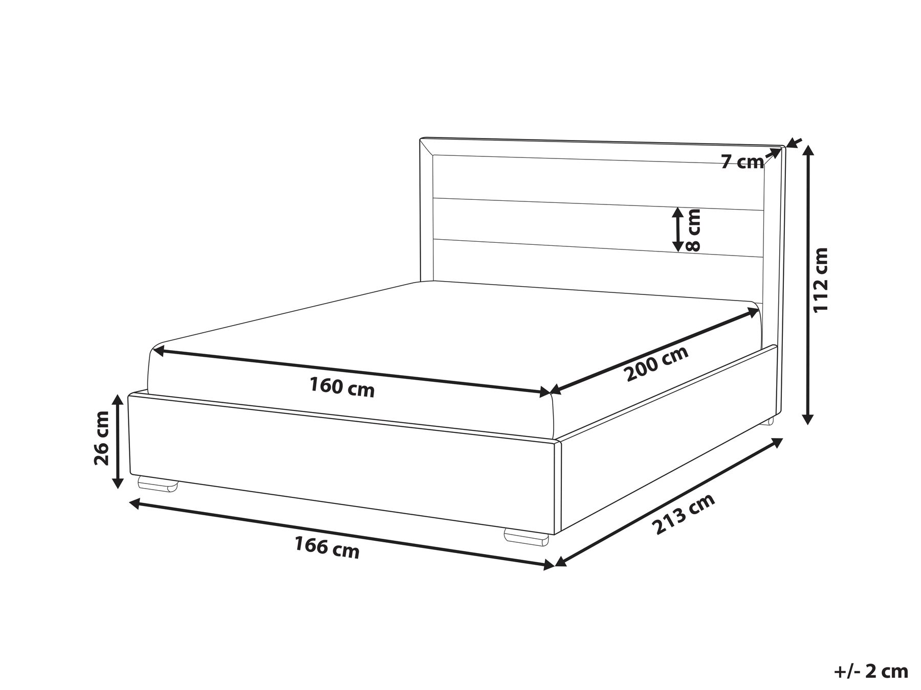 Wasserbett Stoff ROUEN 160 x 200 cm Hellbeige_996721