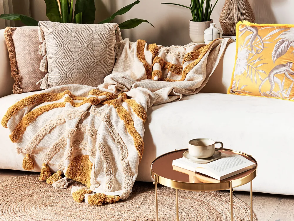 Kuscheldecke MATHURA Baumwolle 130 x 180 cm Beige