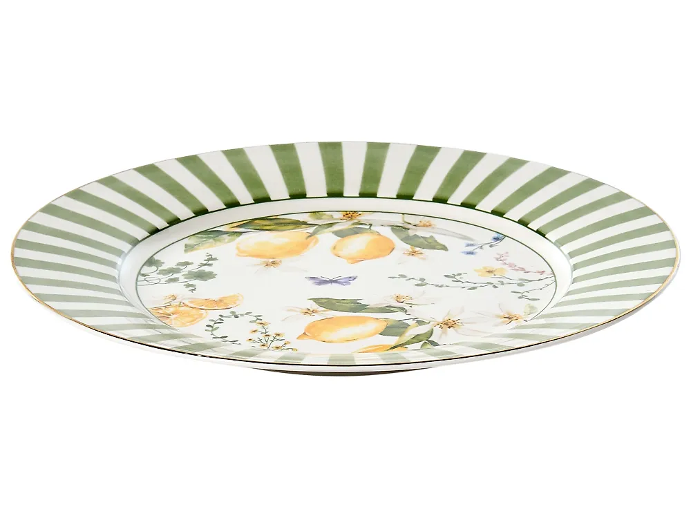 20-Piece Dinnerware Set LEMONGRASS Porcelain White/Green_1191906