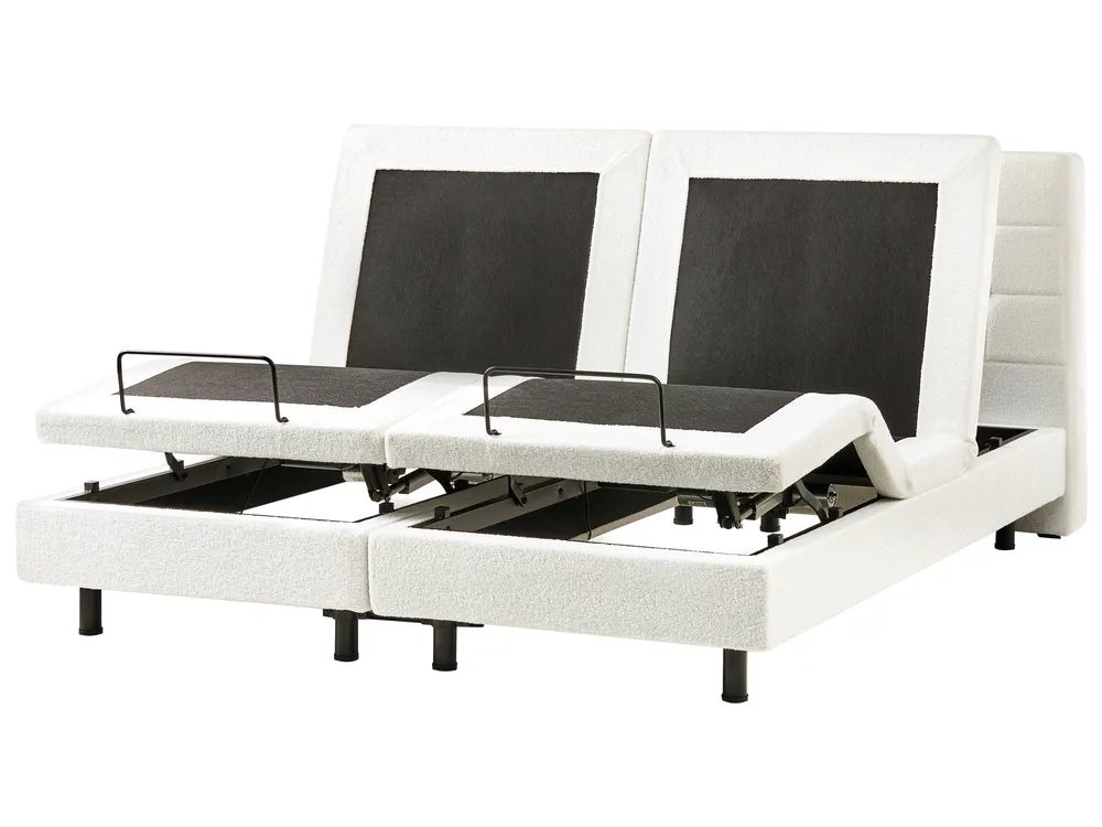 Bett verstellbar Bouclé DUKE 180 x 200 cm Cremeweiß_1011497