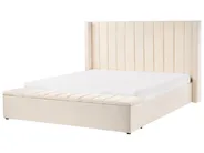 Bett mit Stauraumbank NOYERS Samtstoff Cremeweiß 180 x 200 cm_1036686