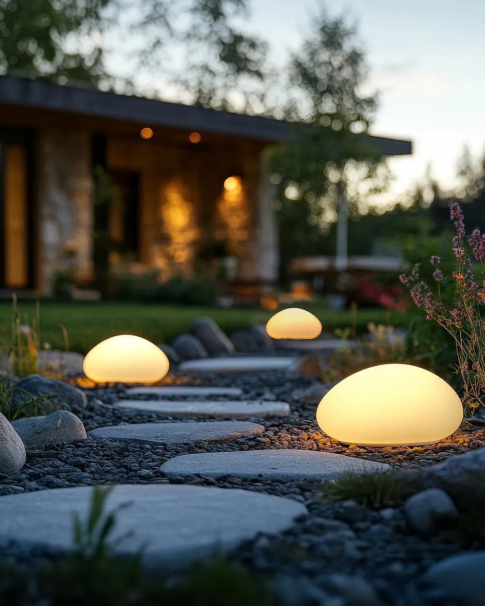 Dekorative LED-Lampe für den Außenbereich 3-er Set FARALLON mit Fernbedienung Weiß