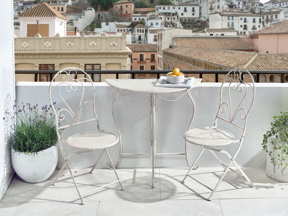 Table bistrot FOLELLI 80 cm 36 cm Métal Beige clair