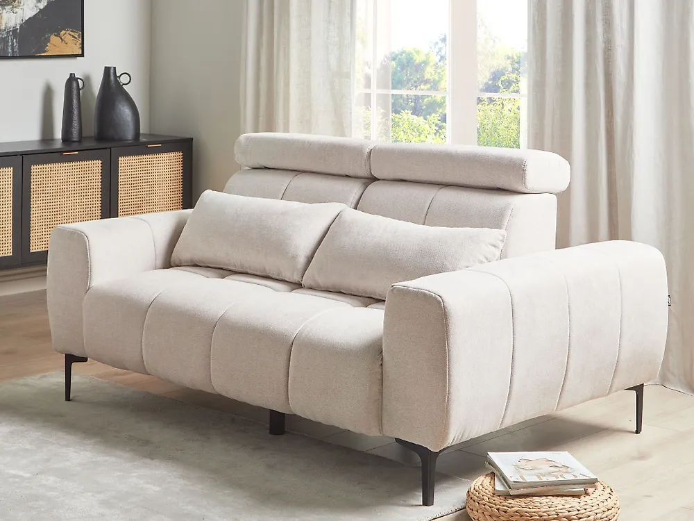Sofa 2 Seater VEGAMO Fabric Light Beige_1178894
