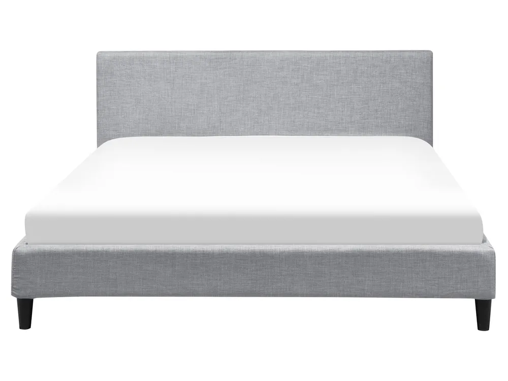 Bett mit LED Stoff FITOU 160 x 200 cm Hellgrau_709565