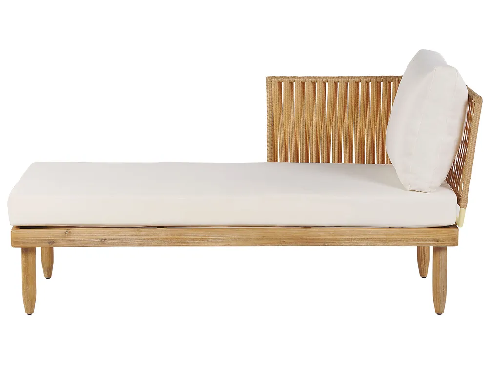 Lounge Set mit Tisch 4-Sitzer CREMONA Akazienholz Hellbraun / Cremeweiß rechtsseitig_834050